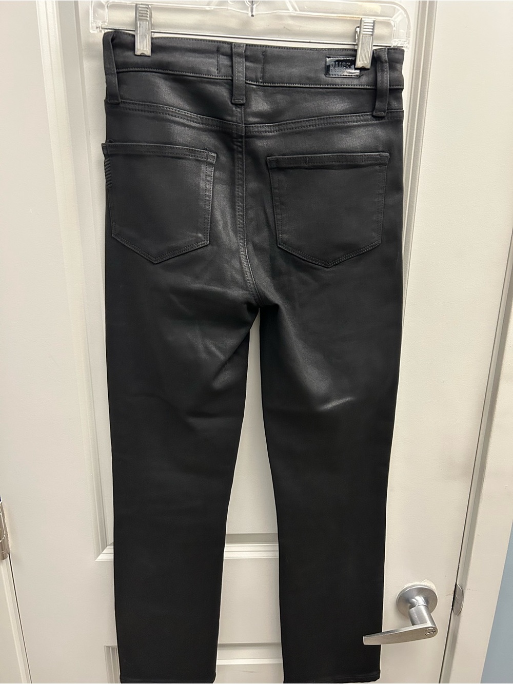 PAIGE Cindy Coated Black Straight-Leg Jeans, size 25 - Picture 8 of 14